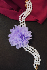 Gold Plated Chic Flower Pearl Collar Choker Necklace