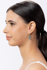 Silver Oxidised Earrings with Dual Colour Stone