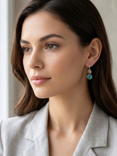 Silver Oxidised Earrings with Dual Colour Stone