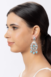 Mirror Work Meenakari Earrings with Blue Stone