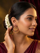 24k Gold Plated Traditional Chandbali with Pink Stone