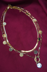 Multi-Layer Gold And Pearl Chain Necklace
