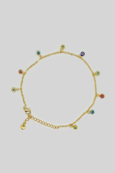 Colorful evil eye anklet for women
