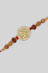 Gold Plated CZ Om Rakhi - Gold Rakhi Design