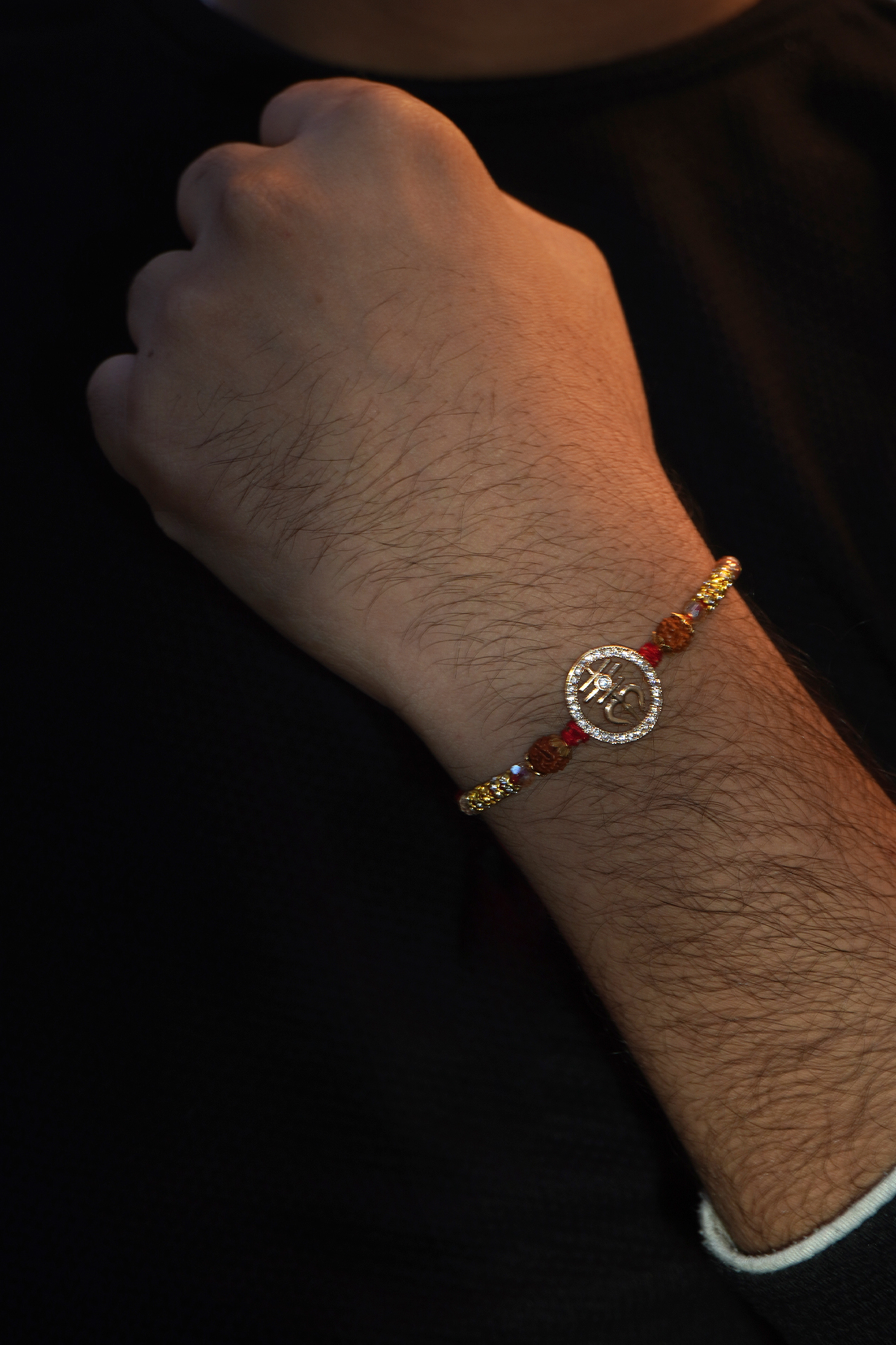 Rose Gold Plated CZ Stone Rakhi