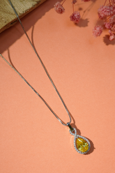Yellow Sapphire Stone Pendant Necklace