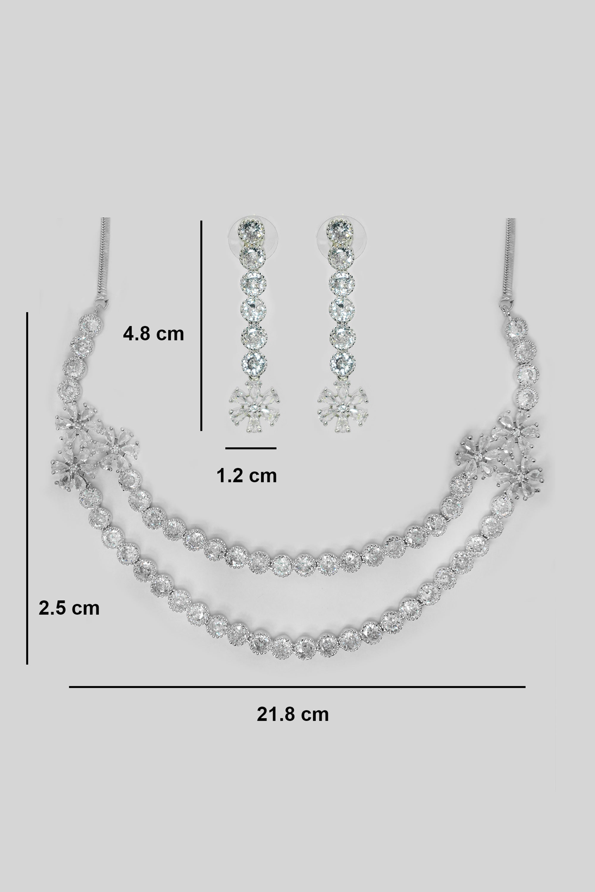 Silver Plated AD Necklace Set