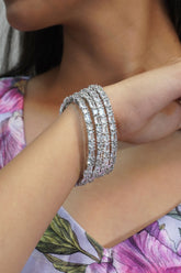Silver Rhodium Plated American Diamond Bangle