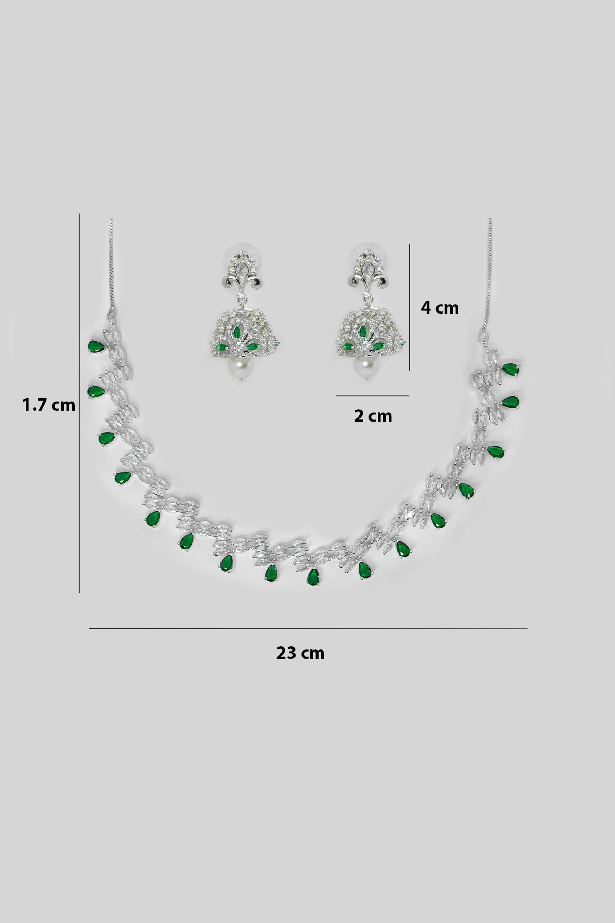 American Diamond Necklace With Jhumka