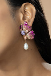 Contemporary Butterfly Earrings with AAA+ Grade Blue and Pink Zircon Stones