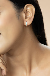 Gold Toned Earrings with Zircon Turquoise Stone