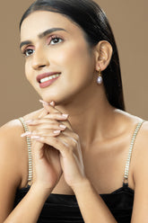 Gold Plated Matte Earrings with Grey Pearl