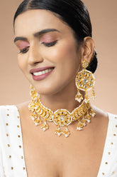 Gold Plated Chokar Necklace with Kundan and Pearl