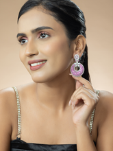 American Diamond Danglers with White and Pink Zircon-Cz Stones