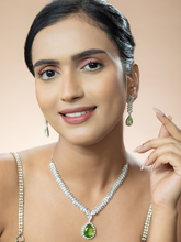 Emerald Green American Diamond Necklace Earrings Set
