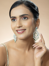 Green American Diamond Danglers Earring with Drop Cz-Zircon Stones