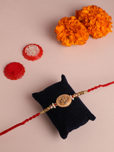 18K Gold Plated Zirconia CZ and Pearl Floral Designer Rakhi