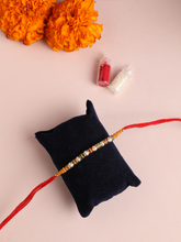 Designer Silver Balls Thread Rakhi with Colorful Crystal Stone