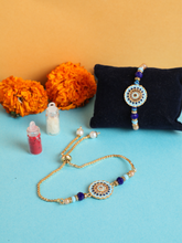 Handcrafted Blue Meenakari Pearl Work Pair Rakhi