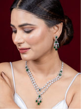 Rhodium-Plated American Diamond Studded Jewellery Set