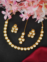 24k Gold Plated Kundan Necklace Maagtika Set