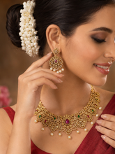 24K Gold-Plated Jewelry Set with Pearl, Pink and Emerald Stones, and Zircon Accents