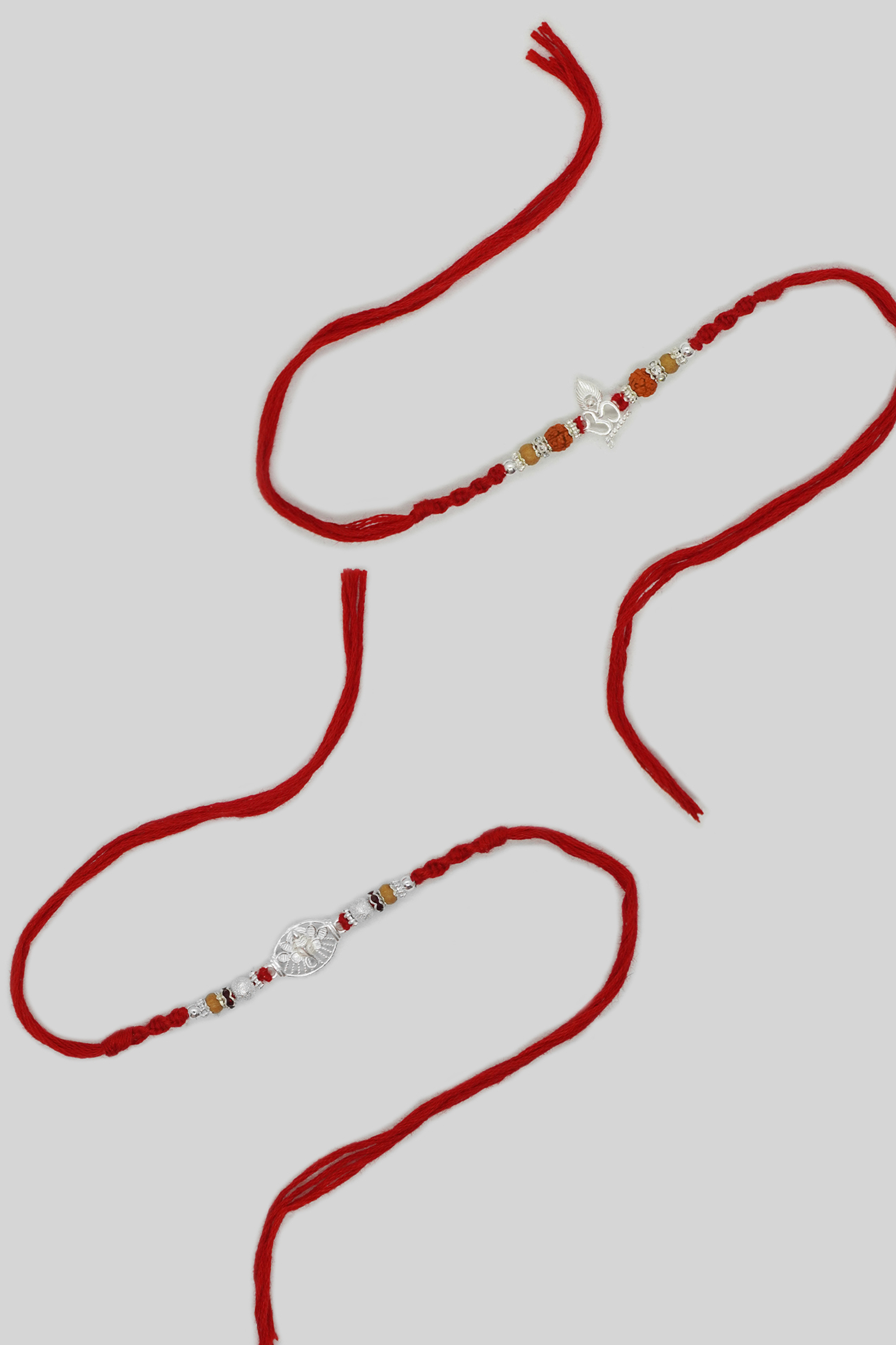 925 Sterling Silver Combo Ganesh & Om Rakhi - Silver Rakhi For Brother