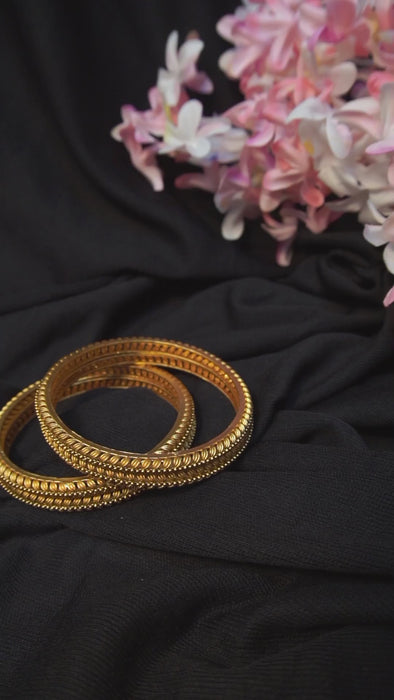 Gold Plated Textured Bangles Set 