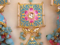 Skyblue Kundan Earrings and Maang Tikka Set - Buy Tikka Jewellery Earrings online 