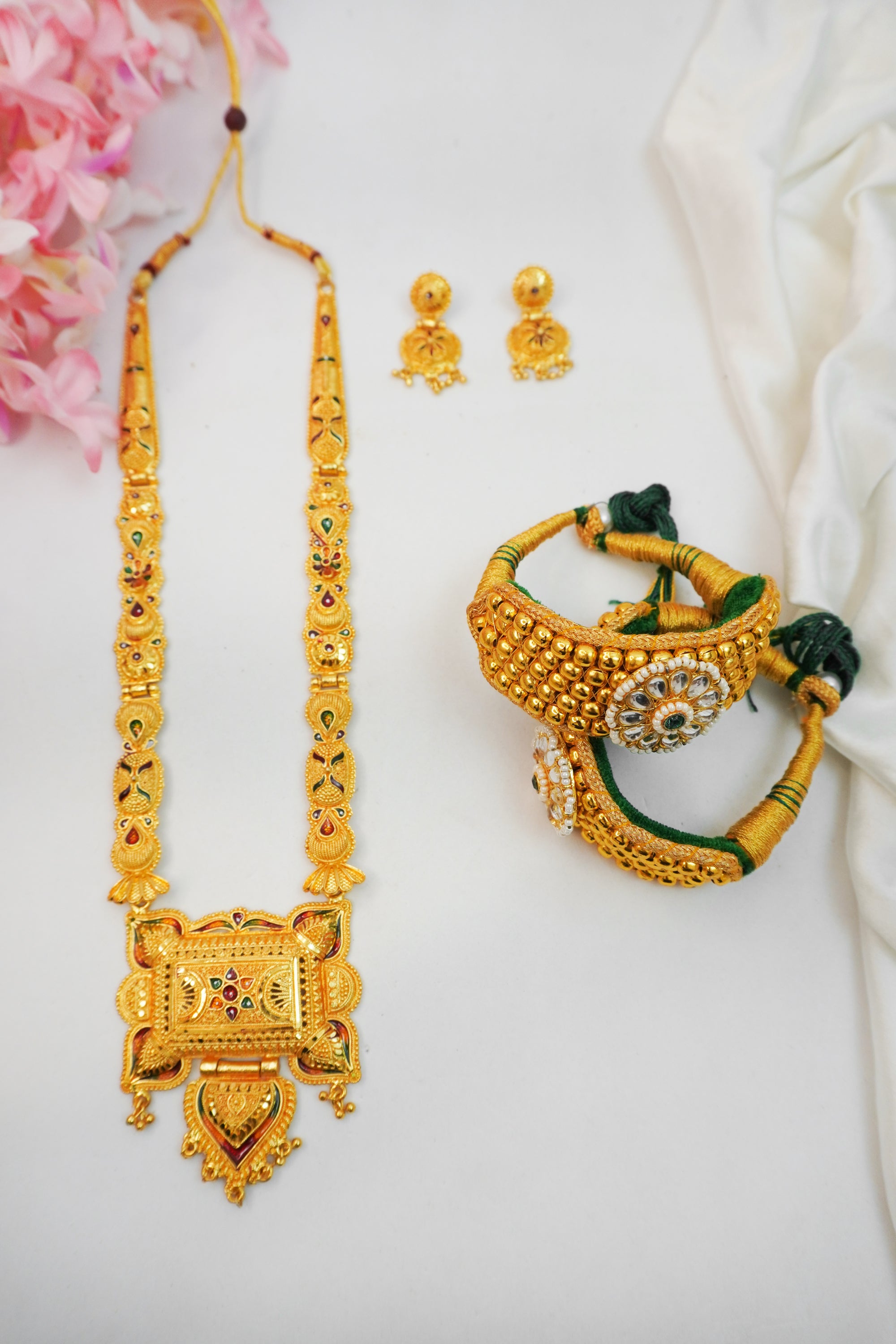 Necklace Set with Ponchi Bangles Combo Set of 2