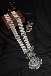 Silver Oxidised Long Neklace