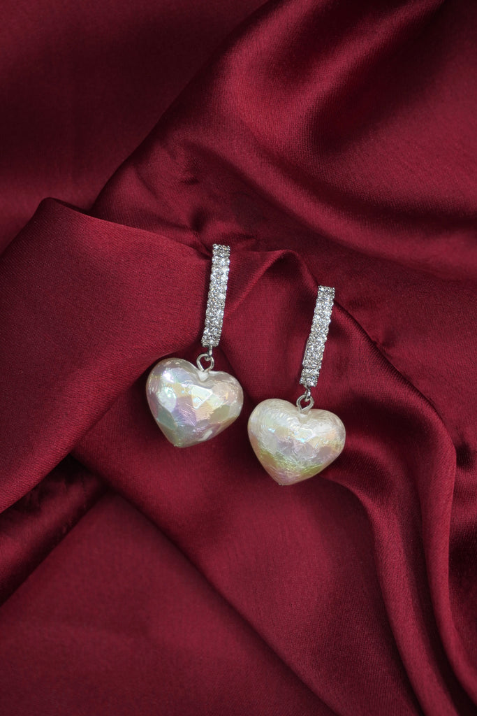 Fluorescent Heart Drop Zirconia Earrings - Earrings for Girls - Stylish Earrings for Girls