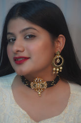 Black Meenakari Choker Necklace Set-Choker Necklace Set