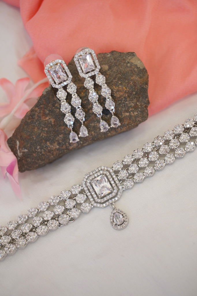 Classic American Diamond Choker Necklace Set - Choker Necklace - Necklaces For Girls