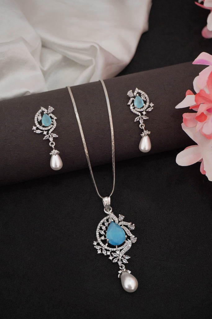 Pearl Pendant American Diamond Set - Pendant designs for female