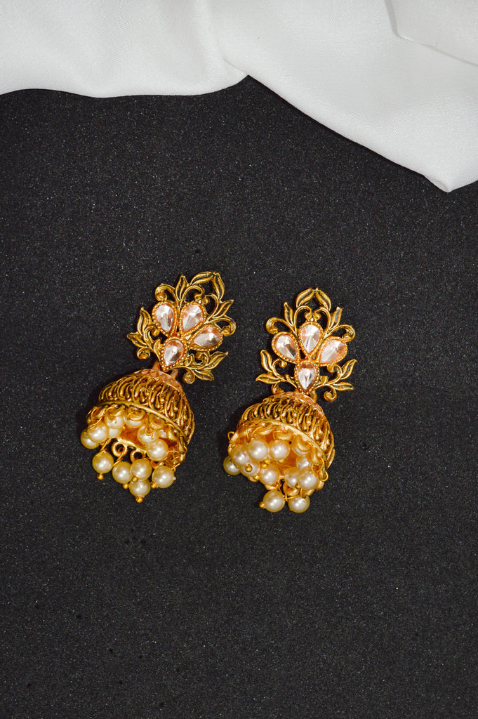 Vintage Kundan Stone Jhumka Earrings - Stone jhumka earrings online shopping