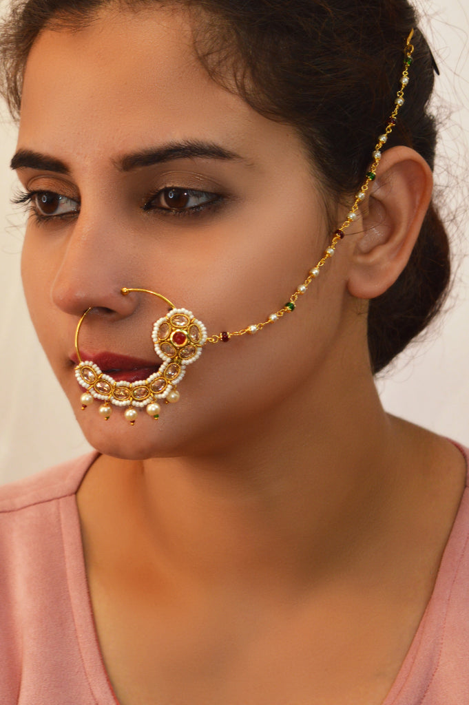 Handcrafted Traditional Nathiya Studded with Pearls