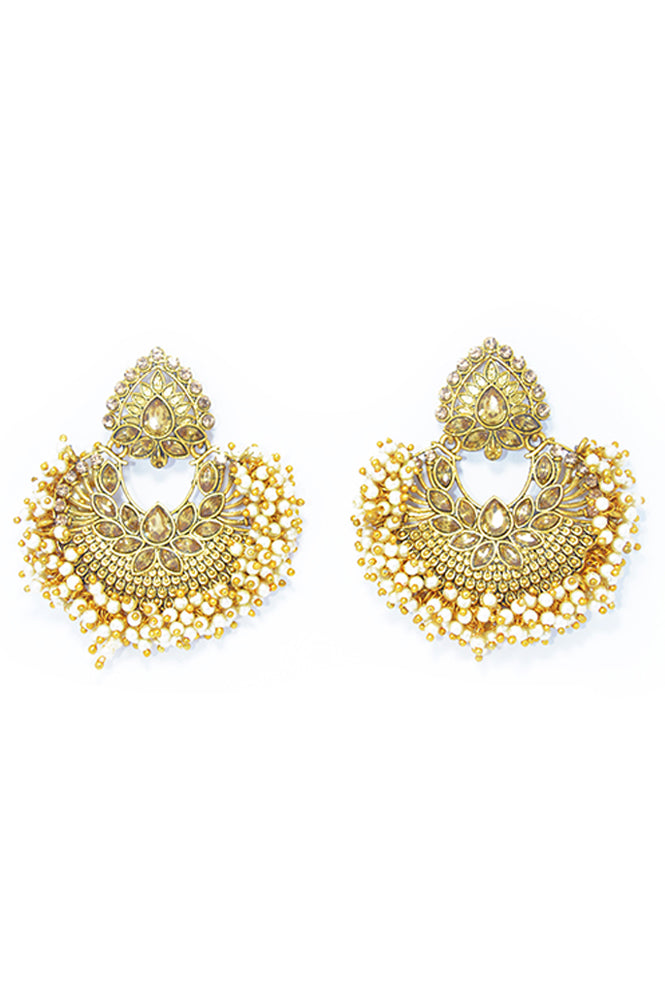 Kundan Gold Plated Earrings Online - Kundan Jewellery Set