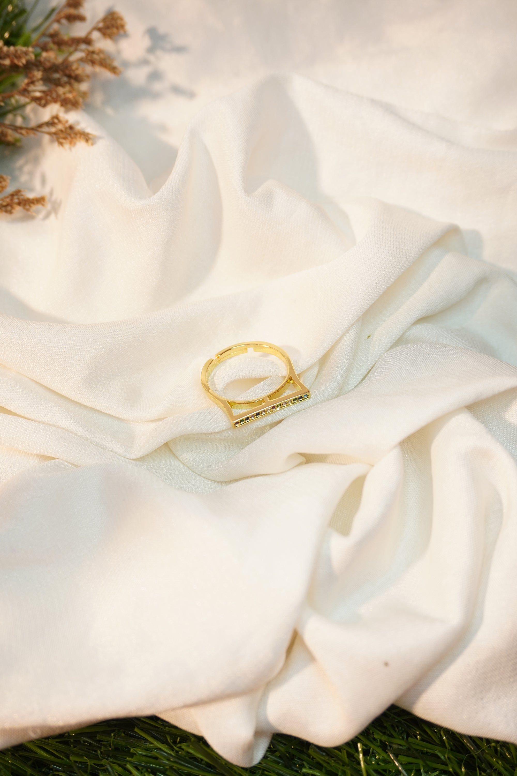 Multicolor Cubic Zirconia Sudded Gold Ring