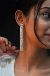 Silver Plated Rhine Stone Studded Dangler Earring