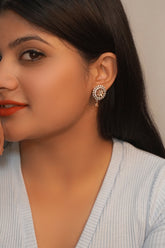 Brown Stones Studded American Diamond Silver Plated Earring