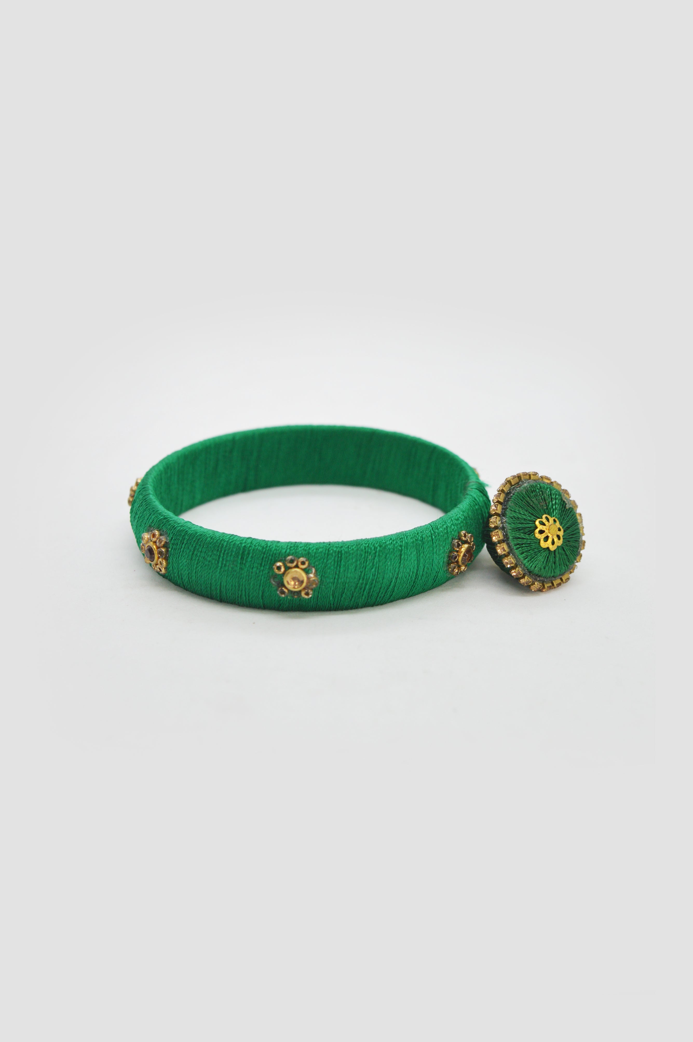 Handcrafted Leaf Green Thread Bangles - Bangles for Women - Thread Bangles price near Noida, Uttar Pradesh