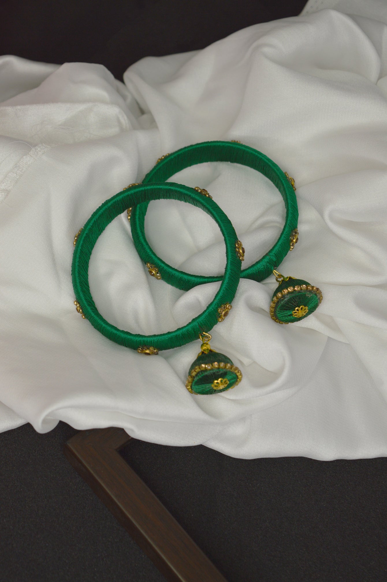 Handcrafted Leaf Green Thread Bangles - Bangle - Thread Bangles price