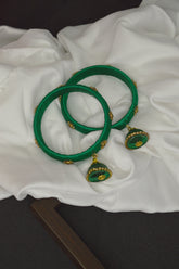 Handcrafted Leaf Green Thread Bangles - Bangle - Thread Bangles price