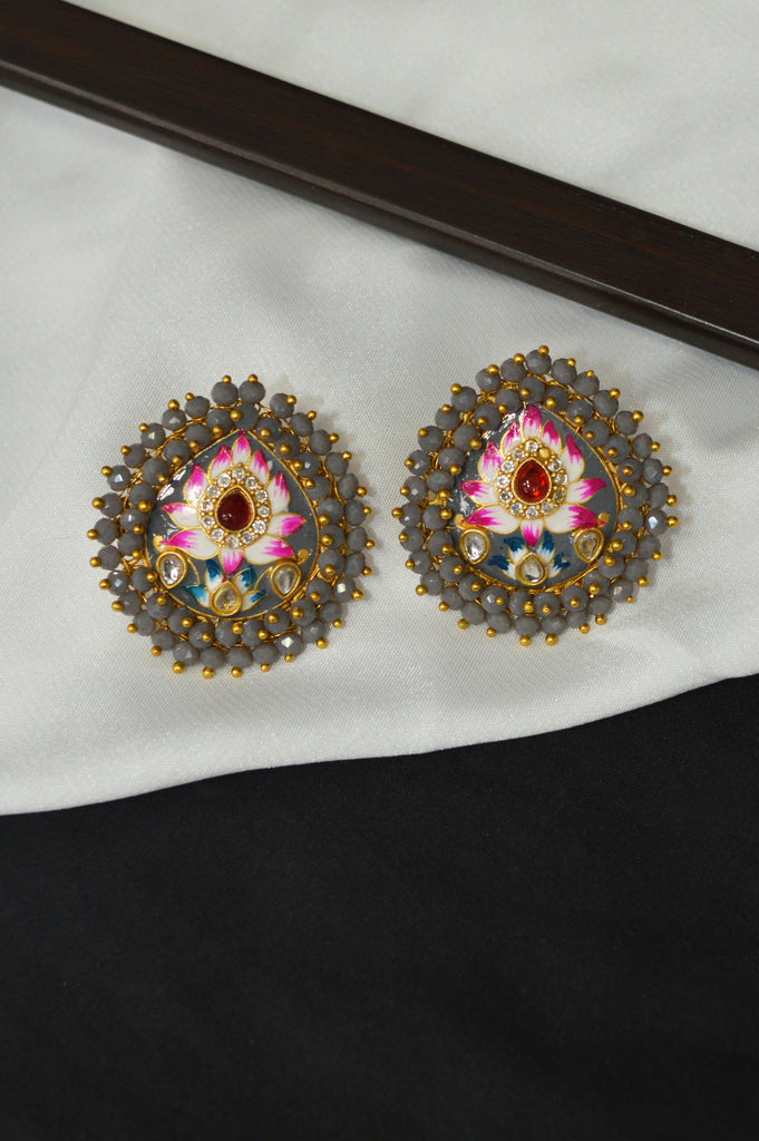 Handcrafted Kundan Bead Lava Earrings for Women- fashion earrings online india 