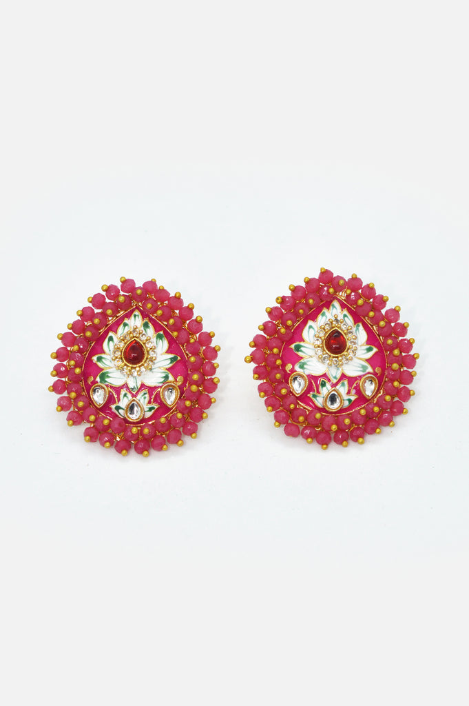 Handcrafted Kundan Bead Rouge Earrings for Women - Buy Earring for Women & Girls Online in India