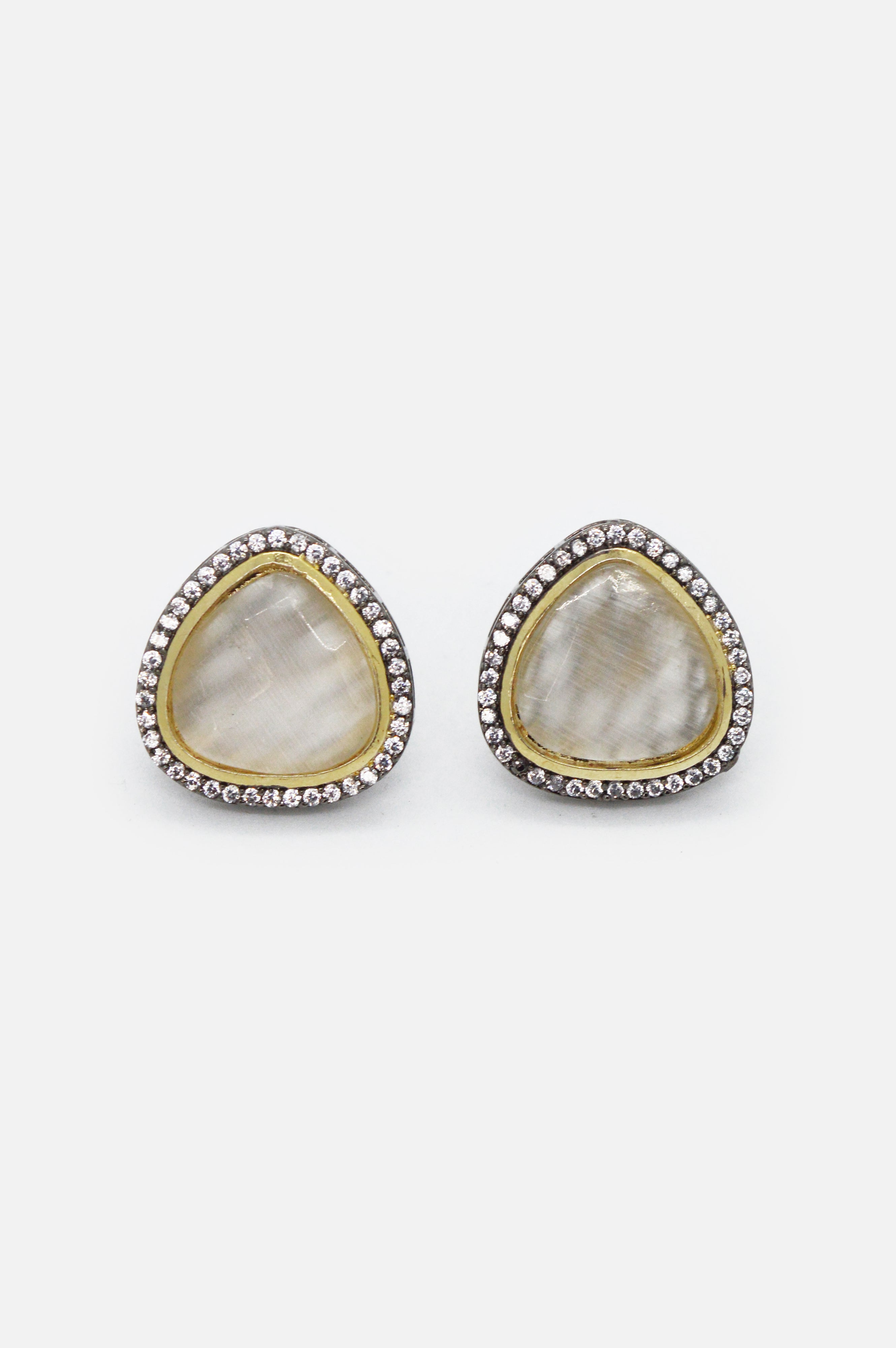 Triangular Daisy Stone Statement Earring