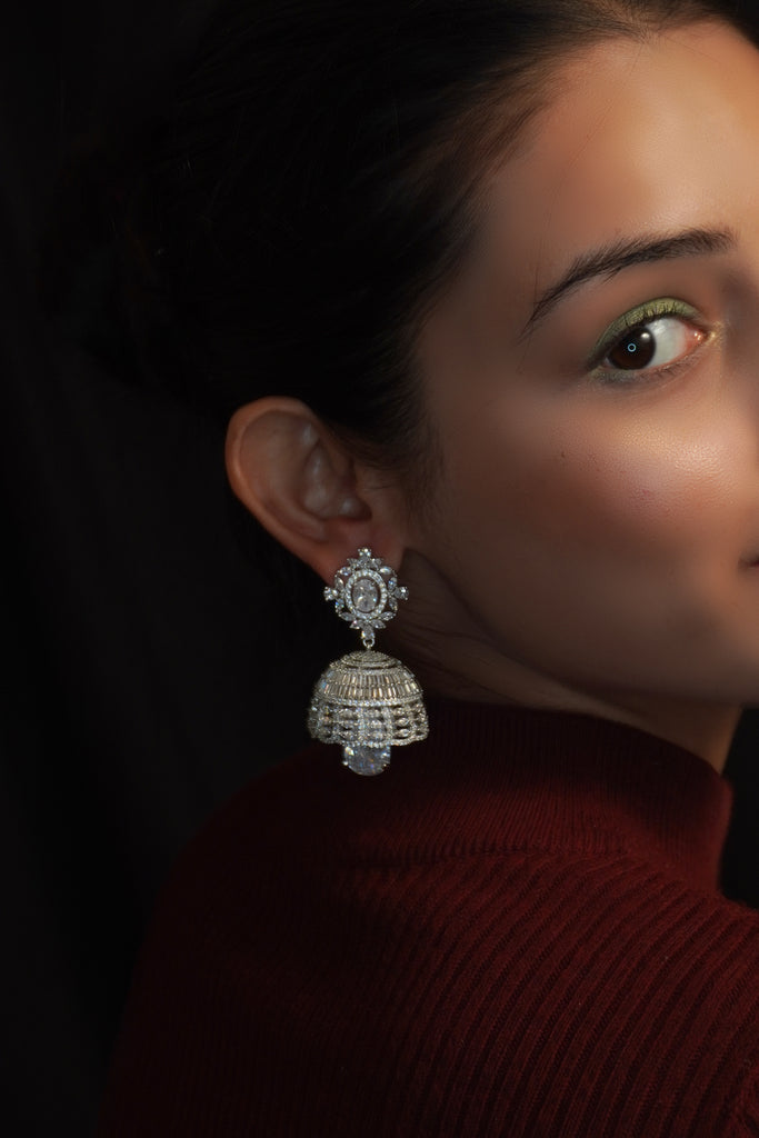 American Diamond Earrings - Designer Jhumka
