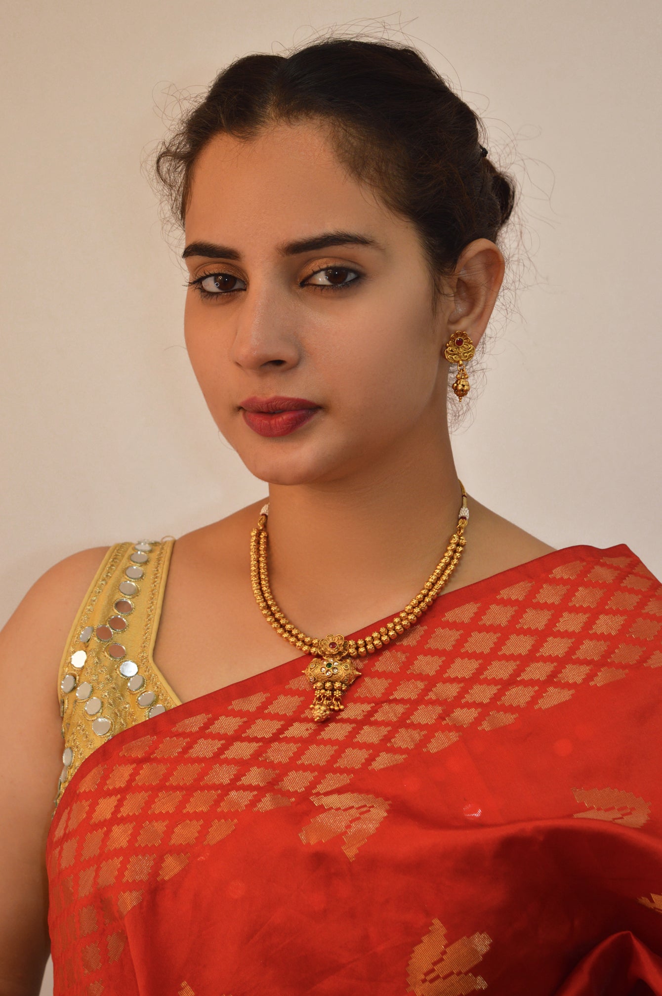 Traditional 18k Gold Plated Necklace Set with Earring - Niscka