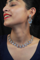 American Diamond Rhodium Sienna Necklace Set